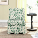 Elegant Flannel Single Dining Chair with Soft Seat Cushion and Backrest, Green, Wood Frame
