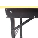 Portable Folding Work Table with Measuring Tape and Angle Finder, Black Steel, 39x23.6x29 inches