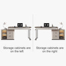 Ivory 50 Inch Office Computer Desk With Cabinet LED lights