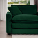 Modern Fabric Living Room Sofa with 4 Pillows, Upholstered Large Deep Seating Loveseat, Green Corduroy