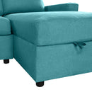 Convertible U-shaped Sectional Sofa with Storage Chaise Lounges & USB Ports, Teal, Twill Polyester, 103.9'