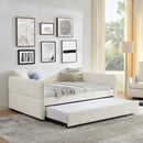 Daybed with Trundle Upholstered Tufted Sofa Bed, Full Size, Boucle Fabric, Beige(83'x58.5'x29.5')