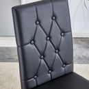 8 piece set of black armless dining chairs brings a touch of elegance and mystery to the dining area with its deep black tone,The grid and buckle design of the back add a vintage yet fashionable touch