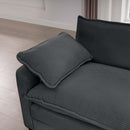 Grey Corduroy 3-Seater L-Shaped Sofa with Ottoman - Comfortable and Stylish for Small Living Rooms