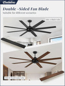 72 Inch Black Ceiling Fan With Remote DC Motor For Indoor Outdoor