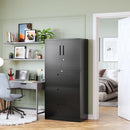 Three Drawer Metal File Cabinet Locking With Storage Shelves Black For Legal Letter A4 Documents