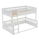 Full XL over Queen Bunk Bed with Ladder and Guardrails, White