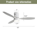 Indoor / Outdoor Ceiling Fan With Blades, Reversible DC Motor, Remote Controlled LED Light - White