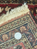 Small Persian Sarouk Rug 2x4, Floral, Red Hand Knotted Wool Traditional Oriental Carpet, Antique Persian Rug 2 x 4