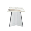 Table and chair set.63'x31.5x30' Luxurious Pandora patterned Sintered Stone Tabletop with Silver Stainless Steel Butterfly Legs.Paried With 6 Dark Gray High-quality PU Chairs With Arched Metal Legs.
