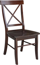 X Back Dining Chair In Java Finish With Solid Wood Seat