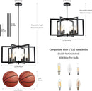 Black 6 Light Adjustable Pendant Chandelier For Dining Room