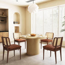 47 Inch Round Dining Table Natural Wood Farmhouse Fluted