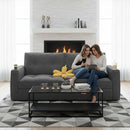 Gray Queen CorduroyTexture Transformable Sofa Bed USB