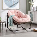 Outdoor Rattan Rocking Chair,Padded Cushion Rocker Recliner Chair Outdoor for Front Porch, Living Room, Patio, Garden, 
Pink