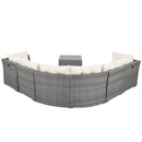 Patio Furniture Set Outdoor Daybed Rattan Sectional with Cushions and Center Table, Beige, Iron & Rattan, Multiple Sizes