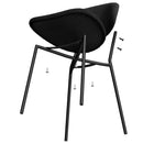 Set of 4 Upholstered Boucle Fabric Dining Chairs Mid-Century Modern Dining Chairs with Curved Backrest for Dining Room Kitchen (Black)