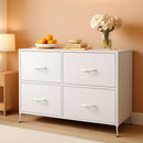 White TexturedFabric Dresser With Five Deep Drawers