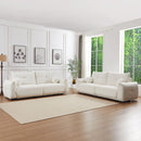Lamb's wool 2-seater cushion sofa 90" comfortable sofa for living room Bedroom and other casual spaces Lamb's wool sofa with 2 cushions and 2 ball pillows. (BEIGE)two sets