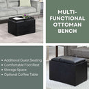 Accent Storage Ottoman 22 Point 75 Inches Charcoal Jet Black