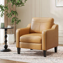 Brown PU Leather Accent Armchair With Removable Cushions