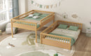 Queen over Queen Bunk Bed with Ladder and Guardrails, Natural
