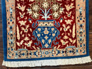 Small Persian Nain Rug, Persian Vase Tree of Life Design, Red and Blue, Very Fine 260 KPSI, Wool and Silk Highlights