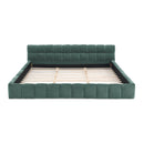King size  Upholstered Bed Frame with Thick Fabric, Chenille Fabric Grounded Queen Size Platform Bed with Headboard and Solid Frame. No Box Spring Needed-green(88.5''*85.5''*24'')