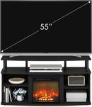 Jensen Open Shelving TV Entertainment Center With Electric Fireplace 55 Inch