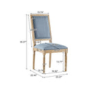 Vintage Inspired French Country Dining Chairs Set of 4 with Cane Backrest & Upholstered Seats, Solid Rubberwood, Slate Blue