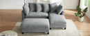 Modern L-Shaped Sectional Sofa with Storage, Movable Ottoman, and Throw Pillows, Grey Chenille, 83'