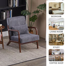 Mid-Century Modern Accent Chair, Arm Chair Living Room Chairs with Pillow Upholstered Reading Chair with Solid Wood Frame &  Living Room Bedroom Balcony (Antique Dark Grey)