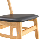 Cozy Natural Wood Color Rubberwood Dining Chair Set - 8 Pieces, Solid Wood and Rattan-Style Design, Small Curved Back, PU Cushion, And Beautiful Shape Match Perfectly With Any Room And Everyday Use.