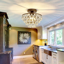 Small Bronze Modern Crystal Chandelier Semi Flush Hallway Light