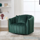 40.35'W Upholstered Oversized 360° Swivel Accent Barrel Chair and Half Cozy Sofa with 3 Pillows, Velvet Channel Tufted Pumpkin-Shape Club Armchair for Living Room, Bedroom, Office, Lounge, Green