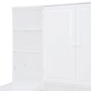 Full Size Wooden Daybed With Three Drawers, and All-in-One Cabinet, Desk and Shelves, White