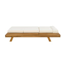 Acacia Wood Lounge Chaise Set with Headrest and Water-Resistant Cushions in Beige
