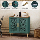 Green Accent Cabinet Carved Storage Vintage Furniture