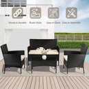 Outdoor Rattan 4 Piece Patio Furniture Conversation Set