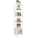 White 6-Tier Narrow Bookshelf With Door For Small Space