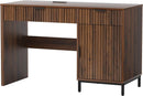 Brown 47 Inch Fluted Executive Desk Charging Station