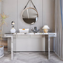 60 Inches Luxury Full-Length Mirror Console Table with Fluted Tempered Glass, Entryway Mirrored Sofa Table, Light Luxury Style, Scratch-Resistant, Reinforced Packaging