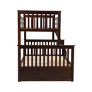 Espresso Wooden Twin Over Full Bunk Bed with Storage Drawers, Ladder, and Safety Guard Rails
