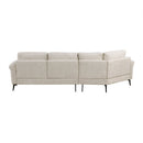 Upholstered 3-seater Curved Sofa with Printed Pillows, Beige Chenille, 111 Inches