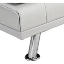 Sofa Bed with Armrest two holders WOOD FRAME, STAINLESS LEG, FUTON WHITE PVC