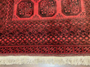 Afghan Turkoman Rug 7x10, Vintage Yamud Beshir Bokhara Carpet, Red and Black Bukhara Hand-Knotted Oriental Wool Handmade Rug, Elephant Foot