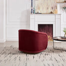 Swivel Accent Chair, 360-degree Swivel Barrel Chair with Velvet Fabric Upholstery, Comfy Pumpkin-Shaped Swivel Chair for Living Room, Bedroom, or Office