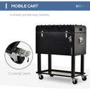 68QT Patio Cooler Ice Chest with Foosball Table Top, Portable Poolside Party Bar Cold Drink Rolling Cart on Wheels with Tray Shelf