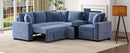 L-shaped Convertible Sofa Bed with Pull-Out Bed, Cup Holders, and Storage Space, Blue Chenille, 120.5'