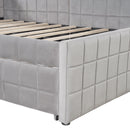 Full Size Upholstered L-Shaped Upholstered Daybed with Twin
Size Pop Up Trundle and USB ports, Gray